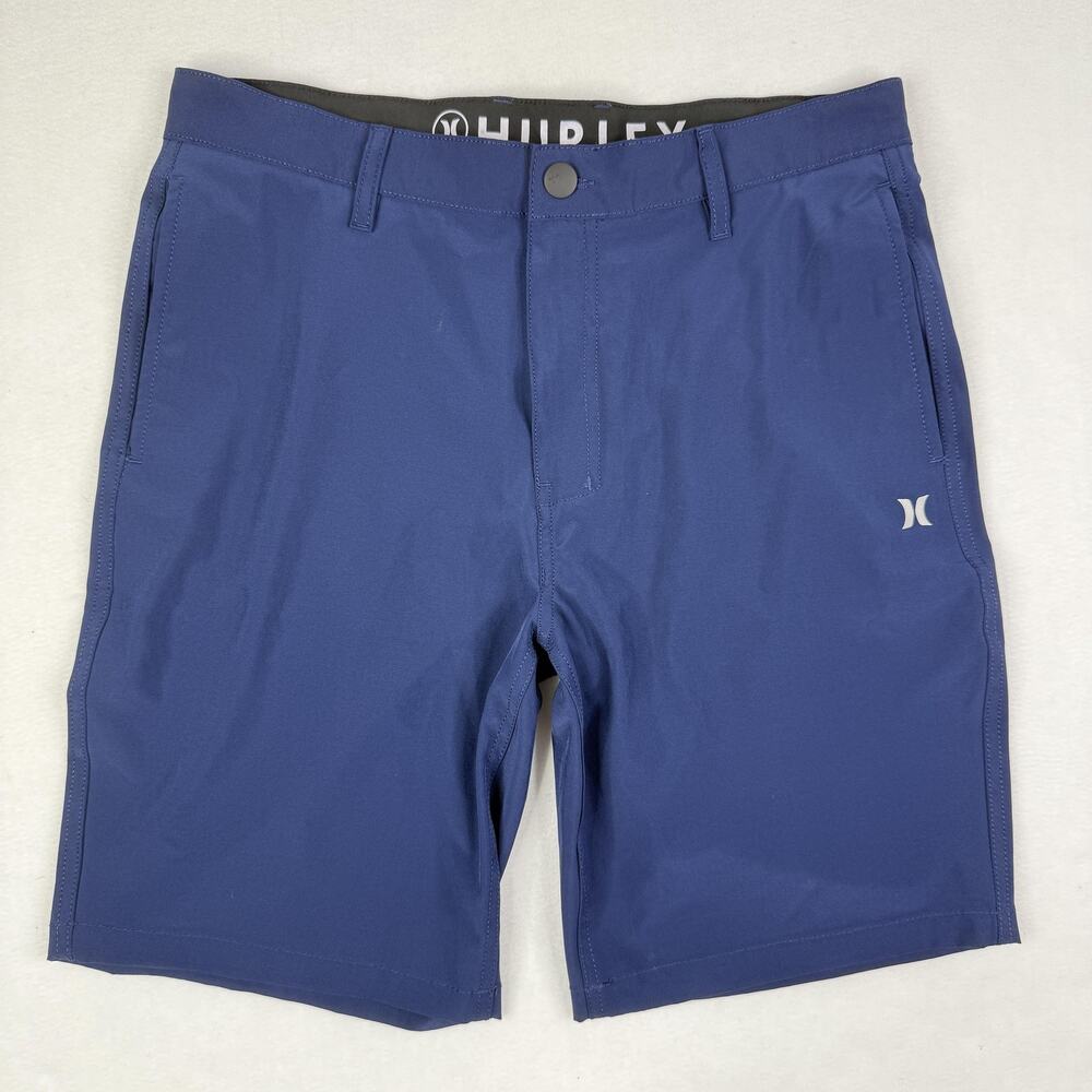 Hurley Shorts Mens 32 Blue Chino Microfiber Quick Dry Beach Surf Summer Casual